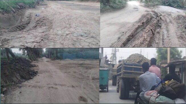 দুর্গাপুরে চলছেই পুকুর খনন নষ্ট হচ্ছে রাস্তা, মাটি যাচ্ছে পবা উপজেলাতেও!